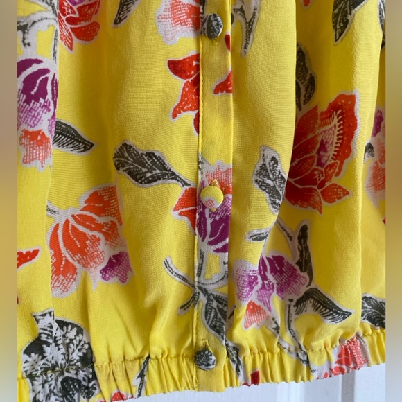 JOIE Derfuta 100% Silk Puff Sleeve Off Shoulder Romantic Floral Top Size M NWT - Picture 8 of 14